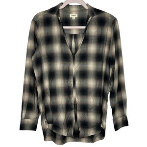 Crippen Plaid High Low Button Down Long Sleeve T-Shirt